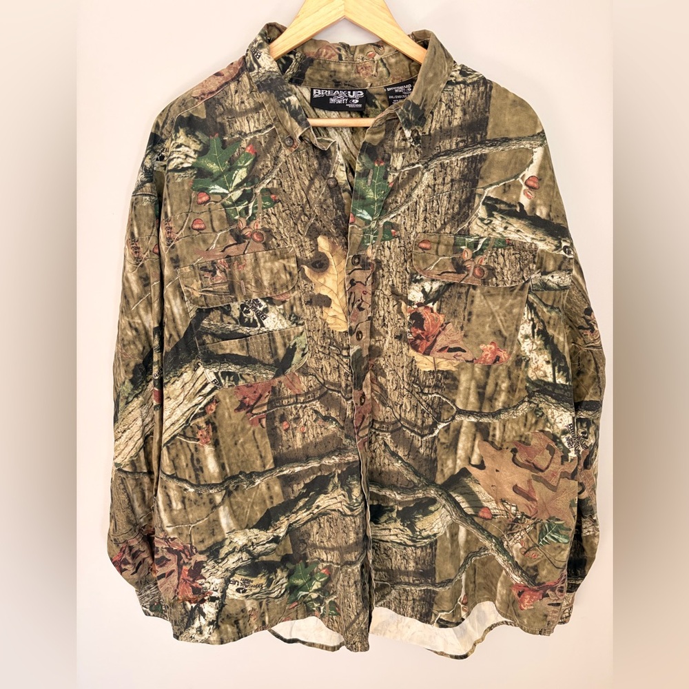 Mossy Oak Break-Up Infinity Camouflage Button-Front Shirt Long Sleeve Size XXL